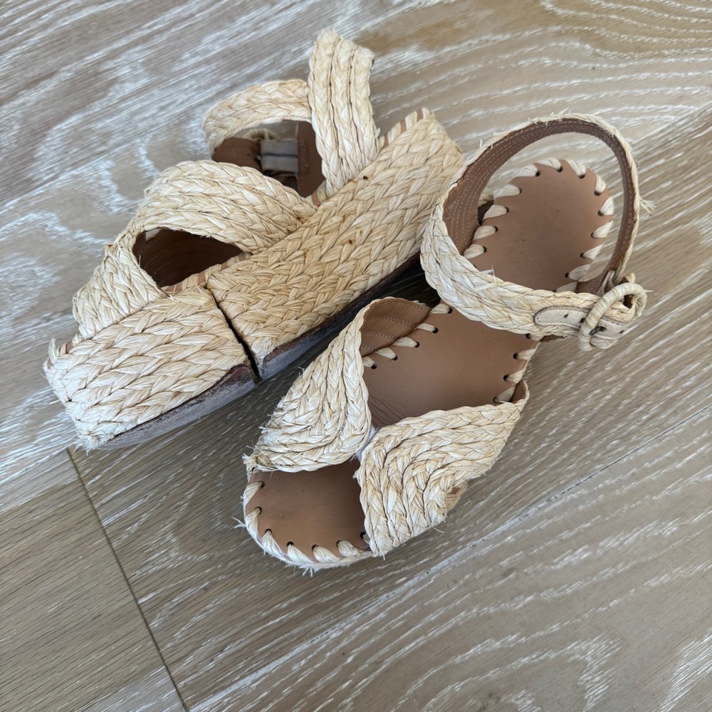 Paloma Barcelo straw raffia Platform flatform Sandals espadrilles 6.5